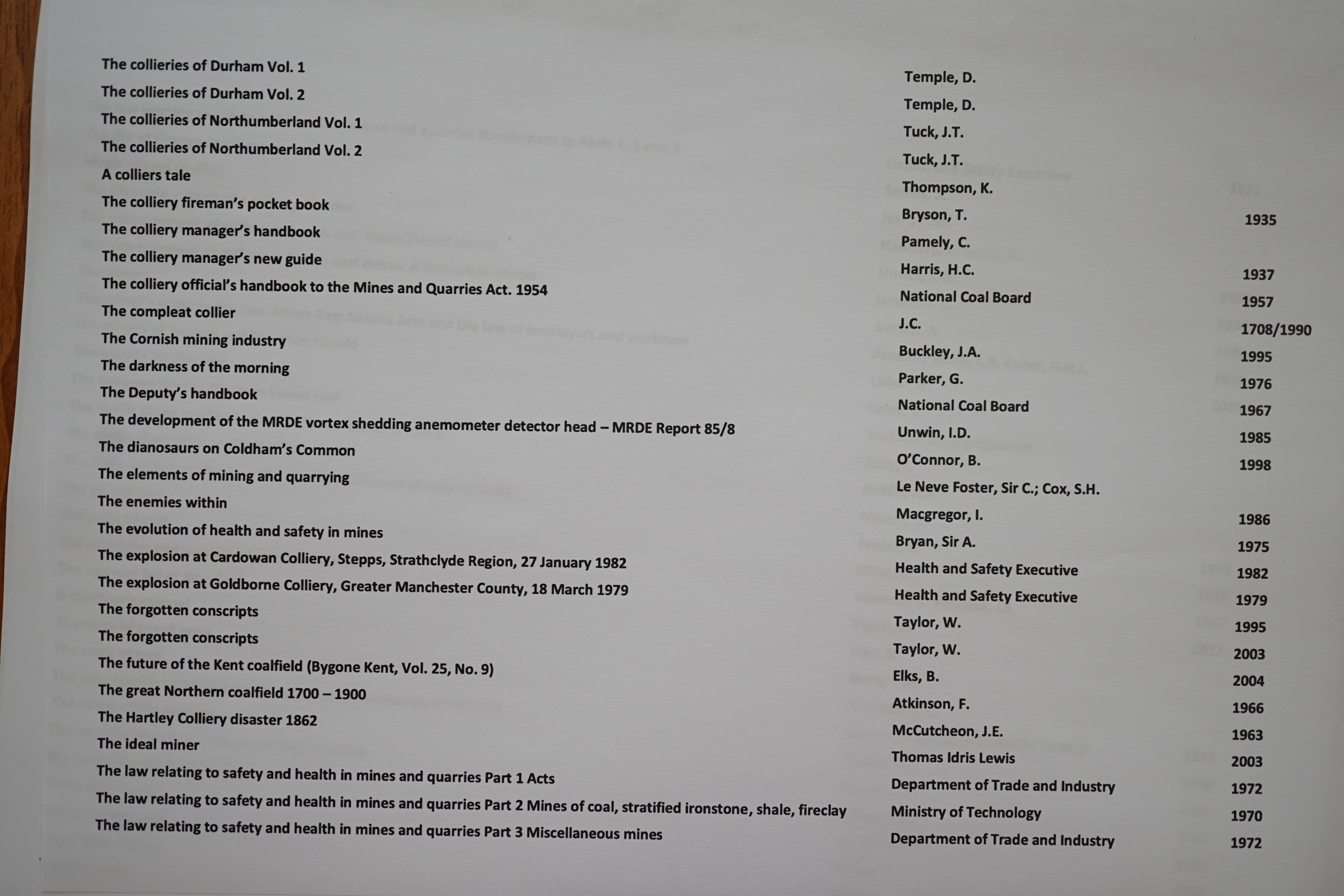 The remarkable Ian Unwin archive of 432 works relating to THE COAL MINING INDUSTRY, consisting of reports on health and safety, coal mining history, including technical innovations, numerous disasters and accidents, in c